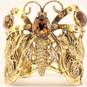 CHICO'S BUTTERFLY CRYSTAL CUFF BRACELET, GOLD TONE
